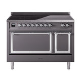 ILVE UNI486QNMPMGC Nostalgie II Noblesse 48 inch Induction Range (Solid Door, Graphite Matte, Chrome)