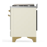 ILVE UMD40FNR3AWG Majestic III 40 inch Dual Fuel Range with 6 Burners and Griddle, Dual Function Burner up to 25,000 BTU (Natural Gas, Triple Glass Door, Antique White, Brass)