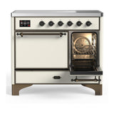 ILVE UMDIB40QNR3AWB Majestic III 40 inch Induction Range with 6 Elements, 3.82 cu. ft. Total Oven Capacity (Solid Door, Antique White, Burnished)