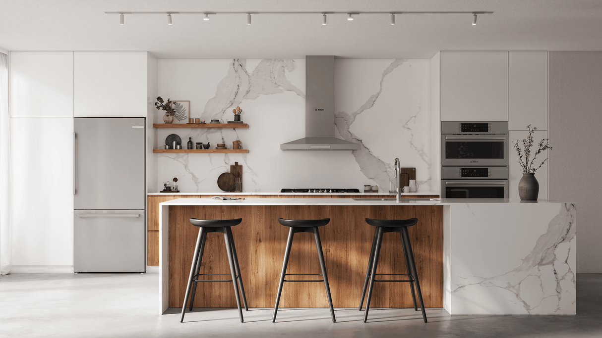 100 Series, free-standing fridge-freezer with freezer at bottom, Brushed steel (with anti-fingerprint), Total No Frost
