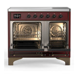 ILVE UMDIB40QNR3BUB Majestic III 40 inch Induction Range with 6 Elements, 3.82 cu. ft. Total Oven Capacity (Solid Door, Burgundy, Burnished)