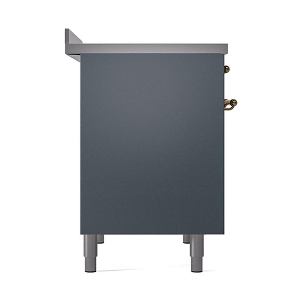 ILVE UNDI406QNMPBGG Nostalgie II Noblesse 40 inch Induction Range (Solid Door, Blue Grey, Brass)