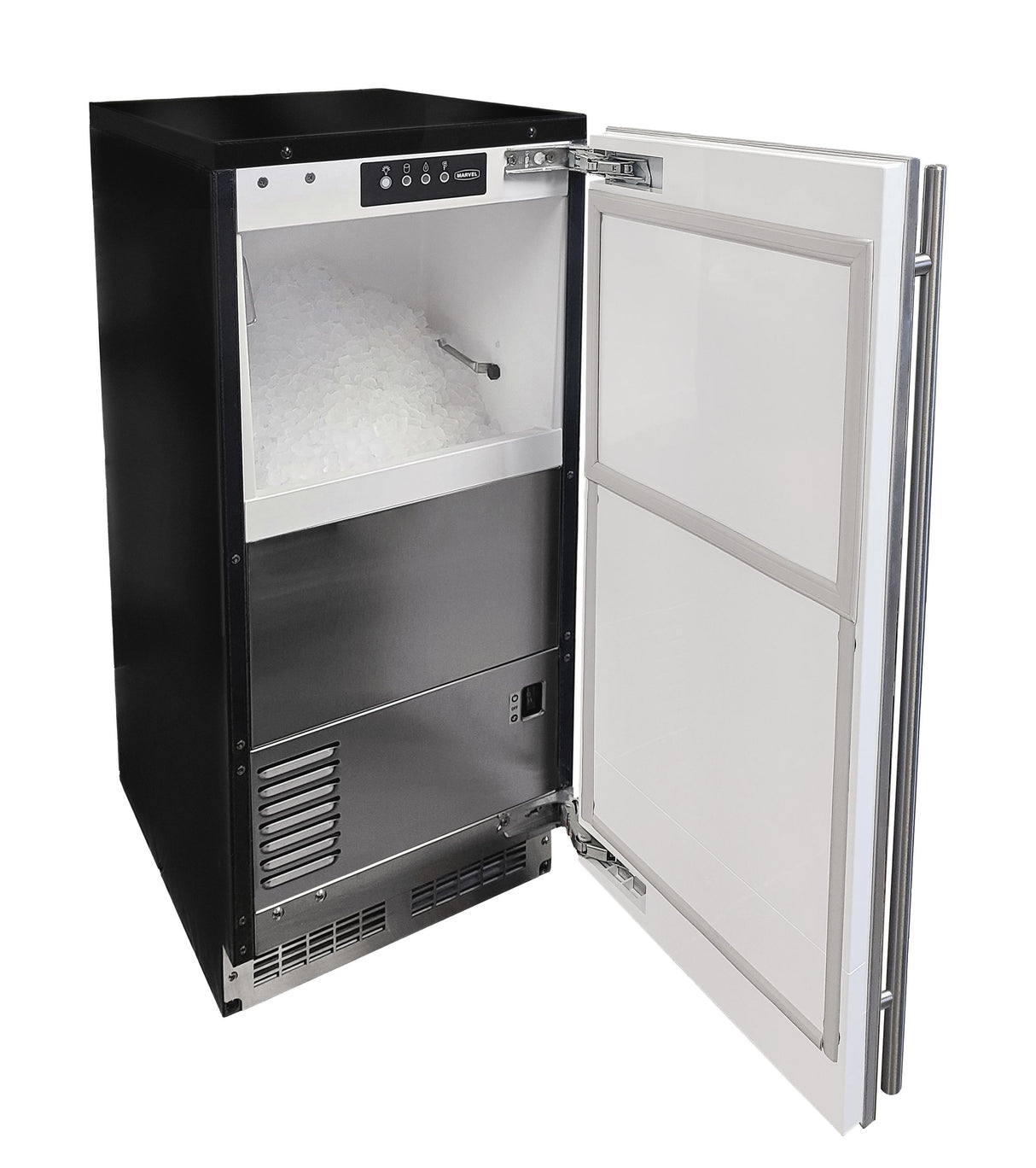 15 inch Low Profile Nugget Ice Machine with Door Style - Stainless Steel