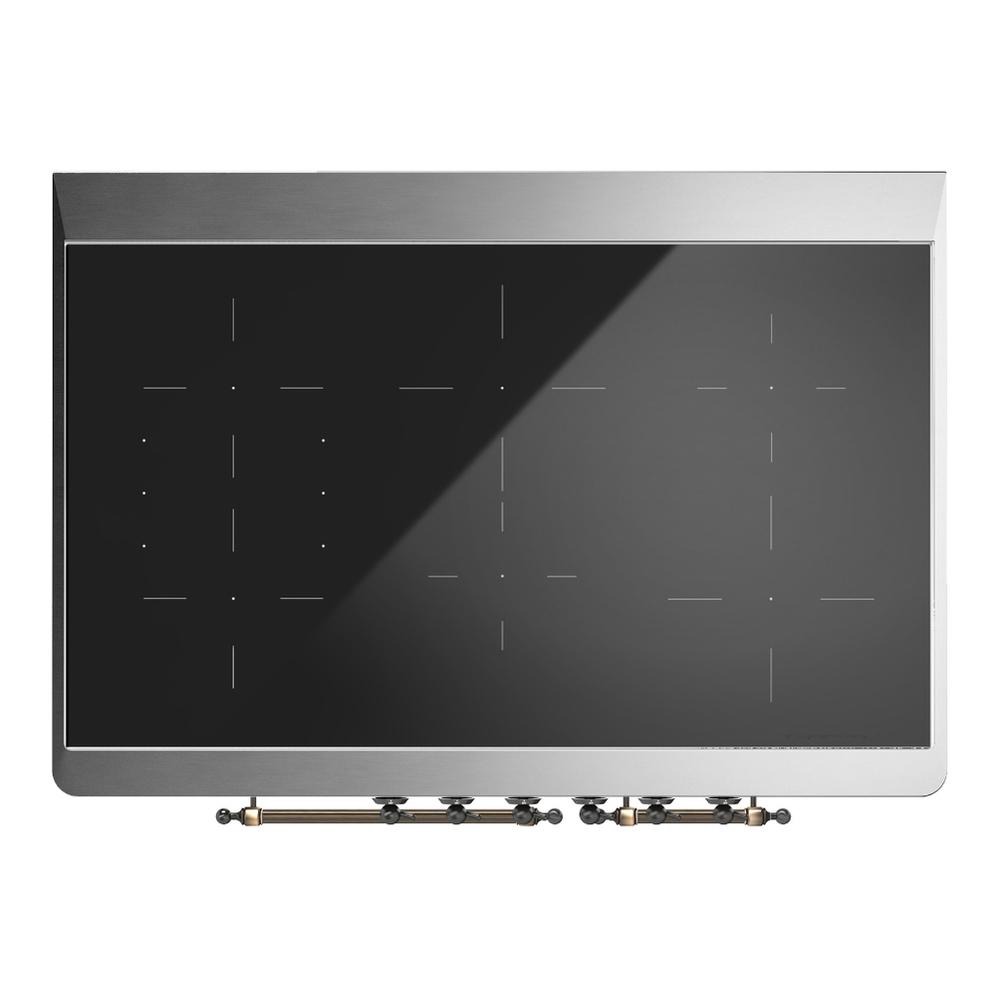 ILVE UMDIB40QNR3BGB Majestic III 40 inch Induction Range with 6 Elements, 3.82 cu. ft. Total Oven Capacity (Solid Door, Blue Grey, Burnished)