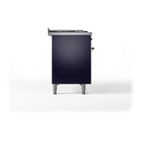 ILVE UN48FSQNMPMBCLP Nostalgie II Noblesse 48 inch Dual Fuel Range (5 Sealed Burners + Griddle + French Top, Liquid Propane, Solid Door, Midnight Blue, Chrome)