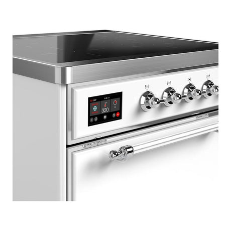 ILVE UMIB30QNR3WHC Majestic III 30 inch Induction Range with 4 Elements, 4 cu. ft. Oven Capacity (Solid Door, White, Chrome)
