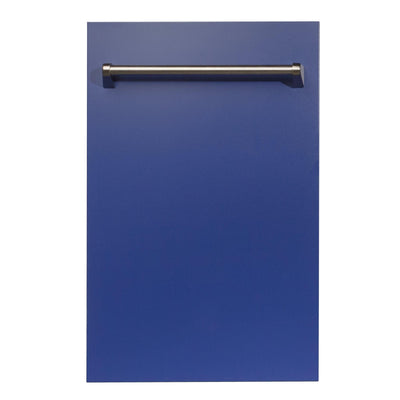 ZLINE 18 in. Compact Top Control Dishwasher with Stainless Steel Tub and Traditional Handle, 52dBa (DW-18) [Color: Blue Matte]