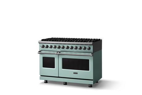 48"W. Dual Fuel Range (Burner: 8b, Finish: Splash, Trim: Polished Chrome, Fuel: Natural Gas)