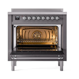 ILVE UNI366QNMPMGC Nostalgie II Noblesse 36 inch Induction Range (Solid Door, Graphite Matte, Chrome)