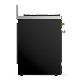 ILVE UM30QNR3BKGLP Majestic III 30 inch Dual Fuel Range with 5 Black Brass Burners, Dual Function Burner up to 25,000 BTU (Liquid Propane, Solid Door, Glossy Black, Brass)