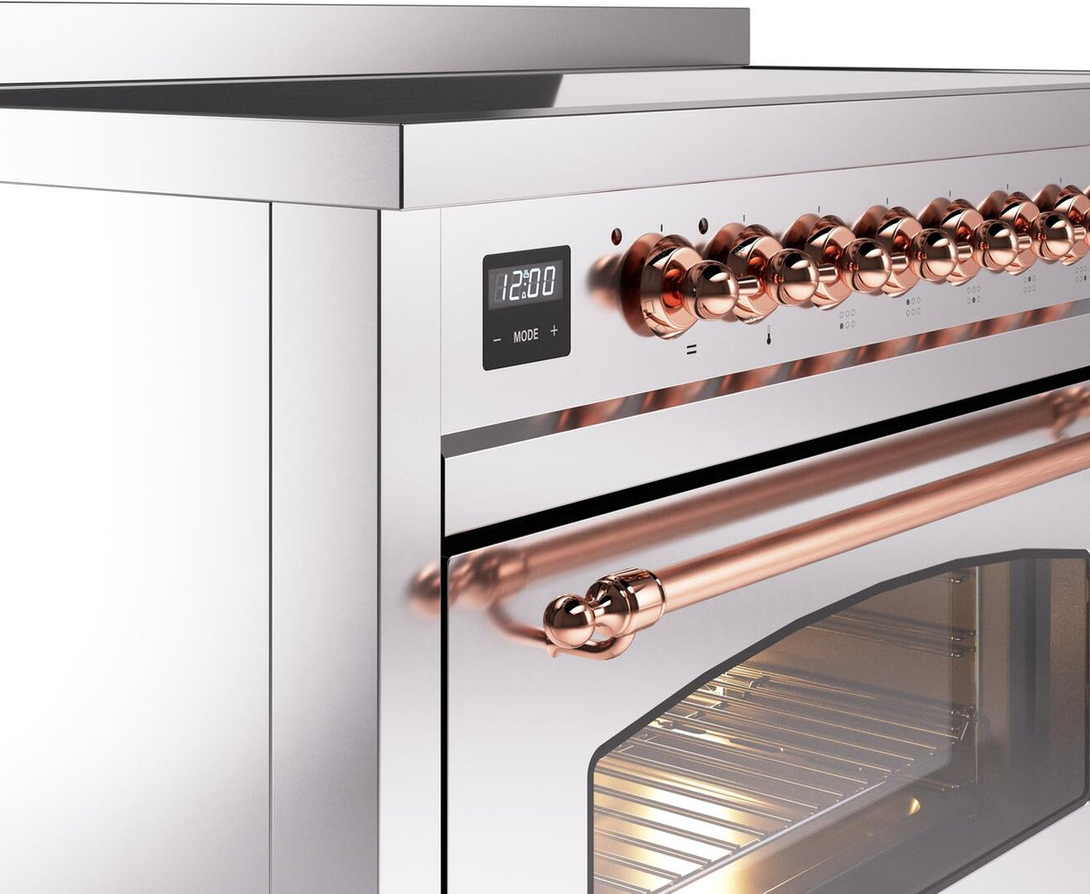 Nostalgie II 48 Inch Electric Freestanding Range in Stainless Steel with Copper Trim