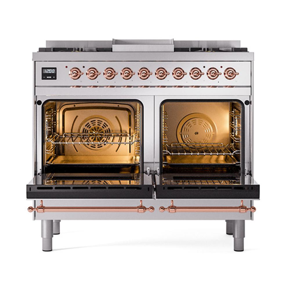 ILVE UND40FQNMPSSP Nostalgie II Noblesse 40 inch Dual Fuel Range (Natural Gas, Solid Door, Stainless Steel, Copper)
