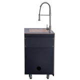 Forno Rimini Outdoor Kitchen 30" BBQ 62,600 BTU, 3 Burners with Sear & Rotisserie, 2.4 cu.ft. Beverage Center, Stainless Steel Sink, Black Cabinets & Gray Sintered Stone Countertop