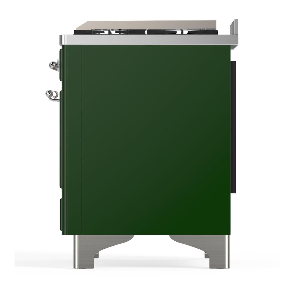 ILVE UM60FNR3EGC Majestic III 60 inch Dual Fuel Range with 9 Burners and Griddle, Dual Function Burner up to 25,000 BTU (Natural Gas, Triple Glass Door, Emerald Green, Chrome)