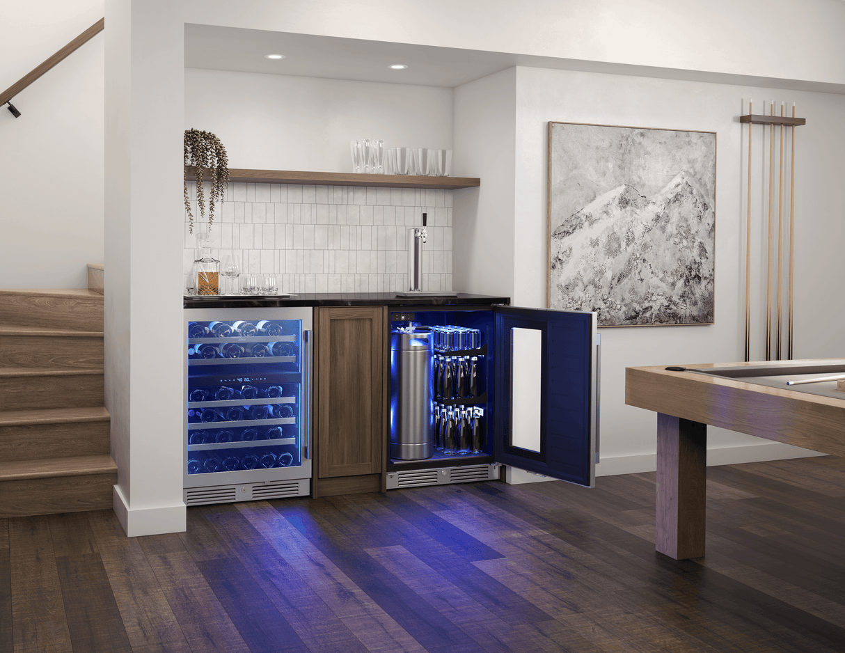 Presrv Kegerator & Beverage Cooler, 24in Under Cabinet, SS+Glass, Reverse Door, 1 Zone