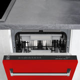 ZLINE 18" Tallac Series 3rd Rack Top Control Dishwasher with Traditional Handle, 51dBa [Color: Red Matte]