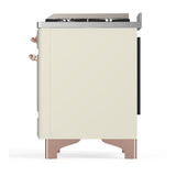 ILVE UM36FNR3AWP Majestic III 36 inch Dual Fuel Range with 6 Black Brass Burners and Griddle, Dual Function Burner up to 25,000 BTU (Triple Glass Door, Antique White, Copper, Natural Gas)