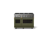 48"W. Open Burner Gas Range (Finish: Martini, Trim: Brushed Brass, Fuel: Propane)