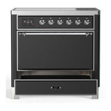 ILVE UMIB36QNR3MGC Majestic III 36 inch Induction Range with 6 Elements, 3.5 cu. ft. Total Oven Capacity (Solid Door, Graphite Matte, Chrome)