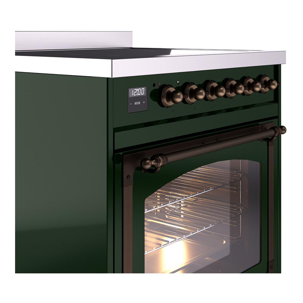 ILVE UNI304NMPEGB Nostalgie II Noblesse 30 inch Induction Range (Triple Glass Door, Emerald Green, Burnished)