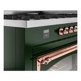 ILVE UN60FNMPEGPLP Nostalgie II Noblesse 60 inch Dual Fuel Range (9 Sealed Burners + Griddle, Liquid Propane, Triple Glass Door, Emerald Green, Copper)