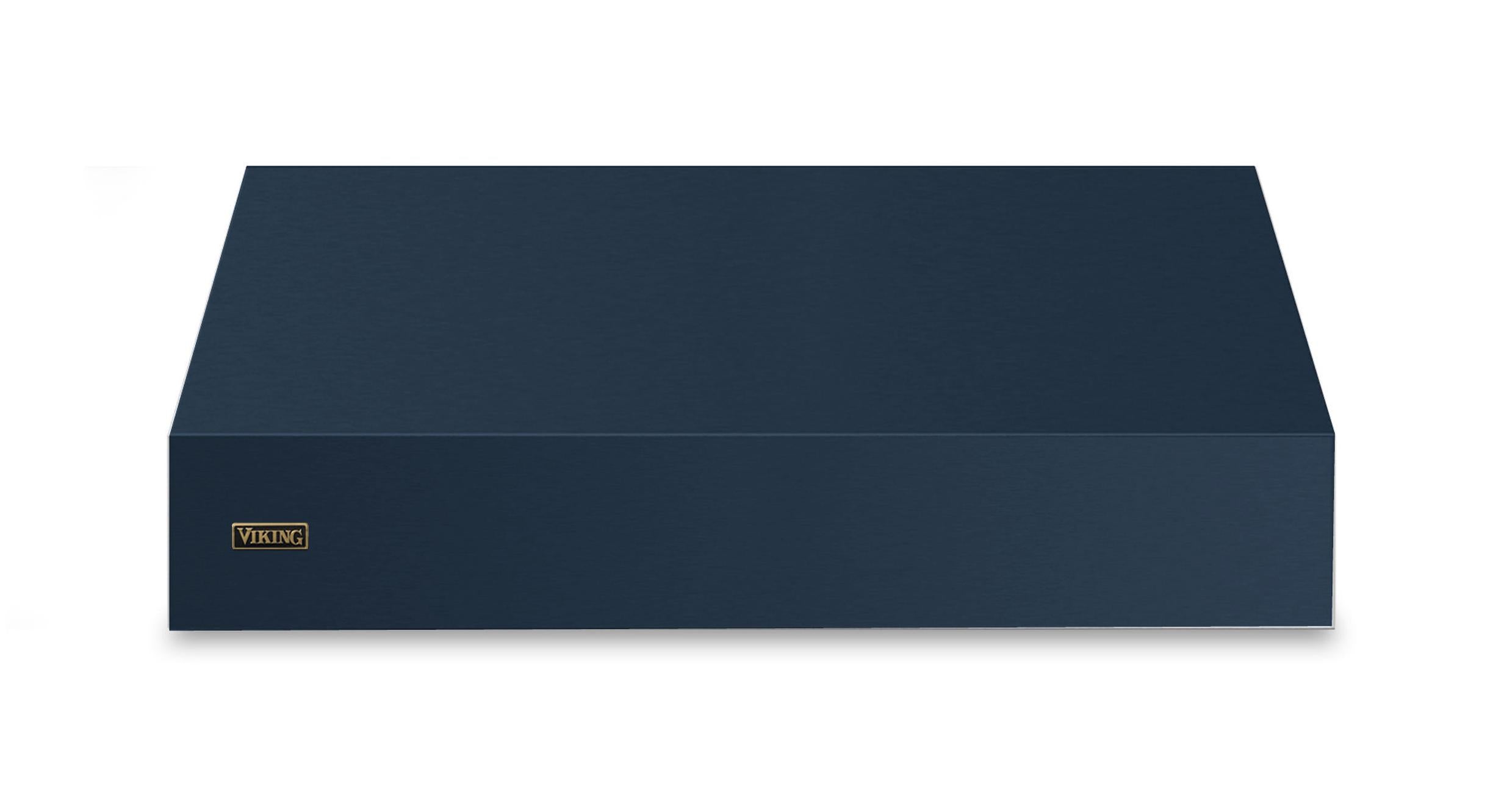 48"W. 18"H. Wall Hood (Finish: Slate Blue, Trim: Brushed Brass)