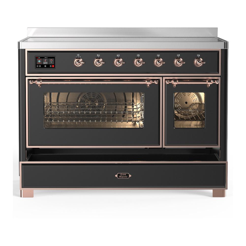 ILVE UMIB48NR3MGP Majestic III 48 inch Induction Range with 6 Elements, 5.02 cu. ft. Total Oven Capacity (Triple Glass Door, Graphite Matte, Copper)