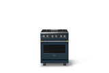 30"W. Dual Fuel Range (Finish: Squall, Trim: Brushed Brass, Fuel: Natural Gas)