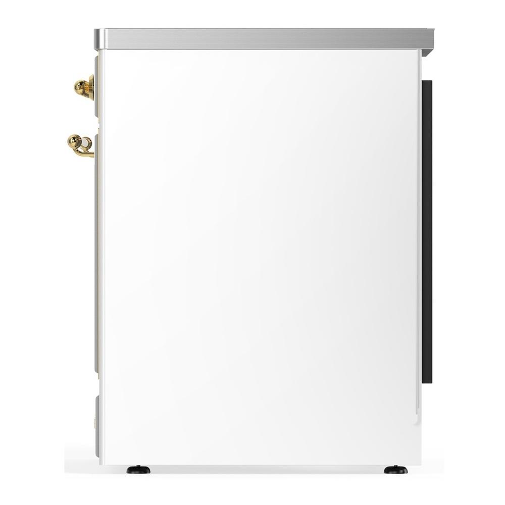 ILVE UMIB30QNR3WHG Majestic III 30 inch Induction Range with 4 Elements, 4 cu. ft. Oven Capacity (Solid Door, White, Brass)