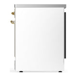 ILVE UMIB30QNR3WHG Majestic III 30 inch Induction Range with 4 Elements, 4 cu. ft. Oven Capacity (Solid Door, White, Brass)
