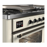 ILVE UM60FSNR3AWB Majestic III 60 inch Dual Fuel Range with 7 Burners, Griddle and French Top, Dual Function Burner with up to 25,000 BTU (Natural Gas, Triple Glass Door, Antique White, Burnished)