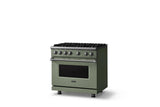 36"W. Sealed Burner Gas Range (Burner: 6b, Finish: Eucalyptus, Trim: Polished Chrome, Fuel: Natural Gas)
