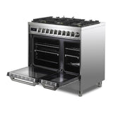 Verona VUFSGE365DSS 36 inch Ultima Collection Double Oven Dual Fuel Range with 5 Brass Burners, 4.1 cu. ft. Total Oven Capacity