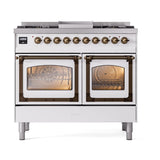 ILVE UND40FNMPWHB Nostalgie II Noblesse 40 inch Dual Fuel Range (Natural Gas, Triple Glass Door, White, Burnished)