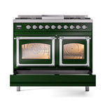 ILVE UND40FNMPEGCLP Nostalgie II Noblesse 40 inch Dual Fuel Range (Liquid Propane, Triple Glass Door, Emerald Green, Chrome)