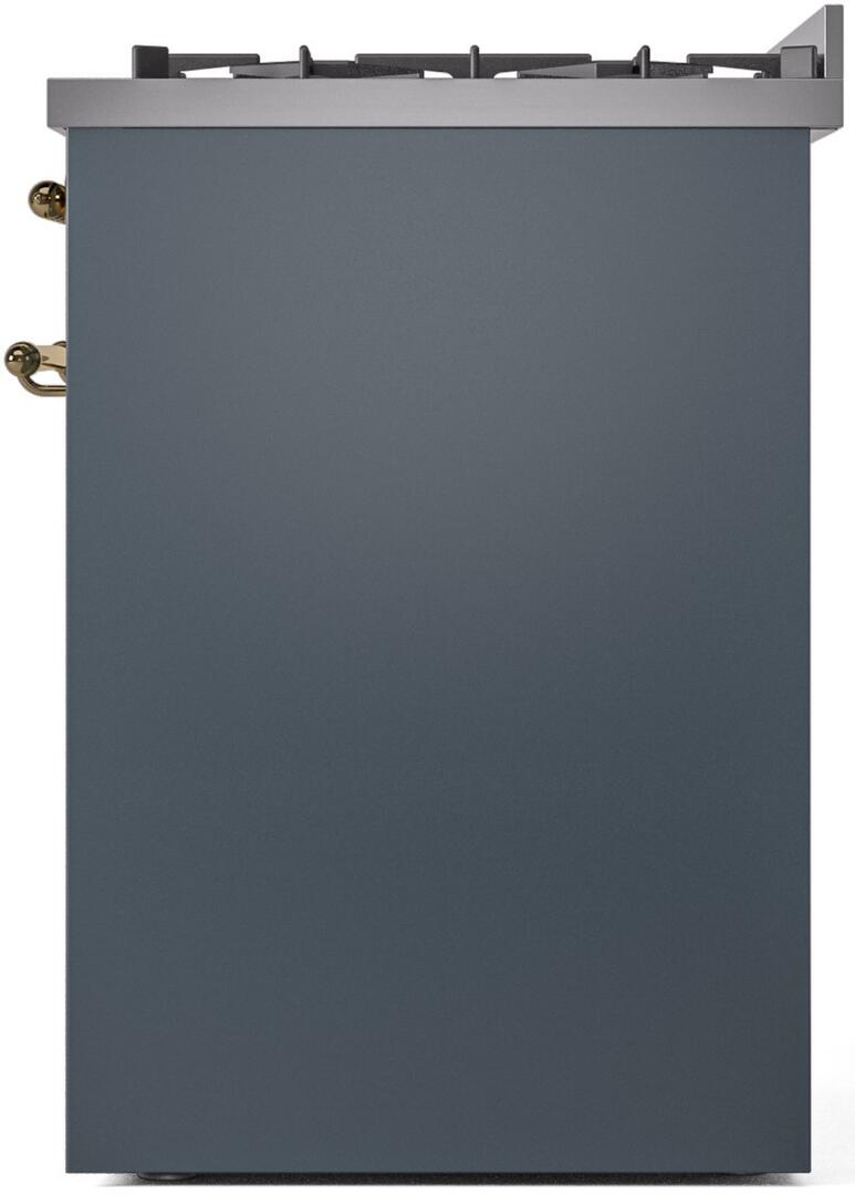 Nostalgie II 30 Inch Dual Fuel Natural Gas Freestanding Range in Blue Grey with Brass Trim