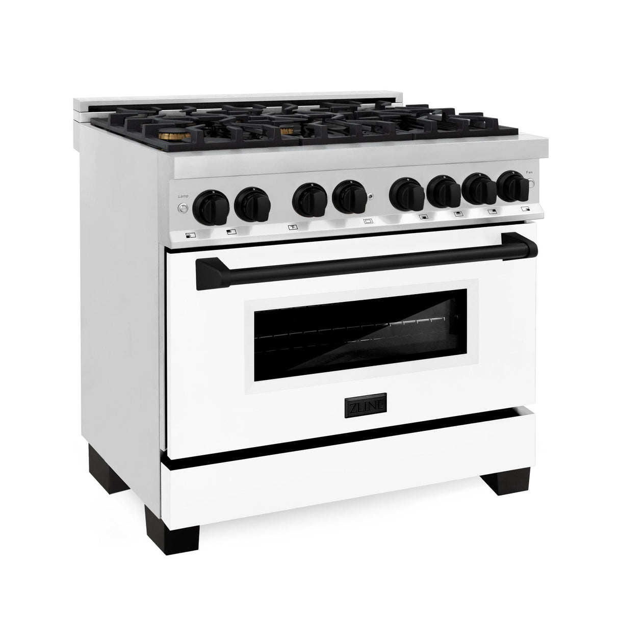 ZLINE Autograph Edition 36" 4.6 cu. ft. Dual Fuel Range with Gas Stove and Electric Oven in Stainless Steel with White Matte Door and Accents (RAZ-WM-36) [Color: Matte Black]