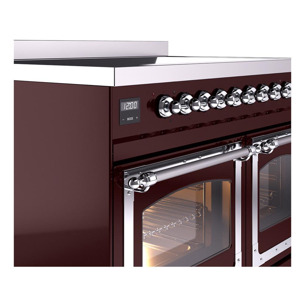 ILVE UNDI406NMPBUC Nostalgie II Noblesse 40 inch Induction Range (Triple Glass Door, Burgundy, Chrome)