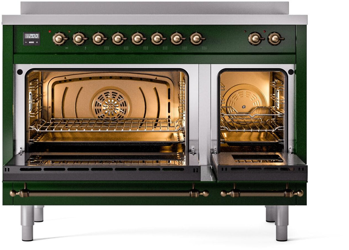 Nostalgie II 48 Inch Electric Freestanding Range in Emerald Green with Bronze Trim