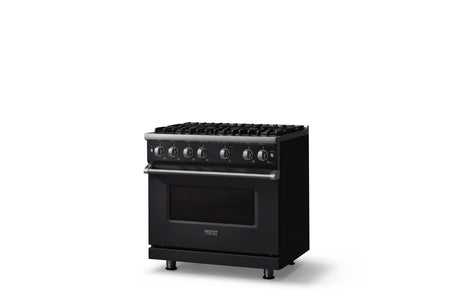 36"W. Sealed Burner Gas Range (Burner: 6b, Finish: Onyx, Trim: Polished Chrome, Fuel: Natural Gas)