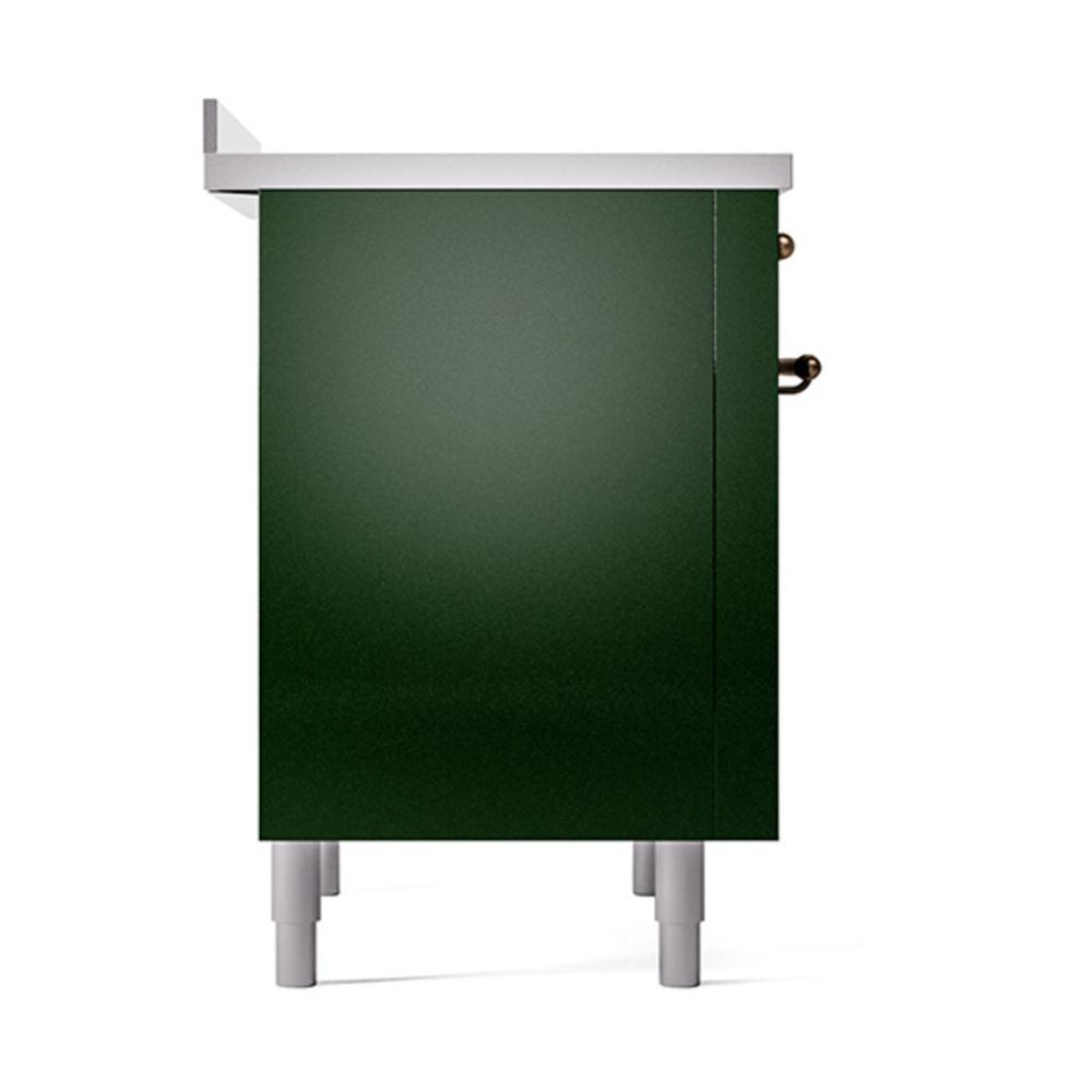 ILVE UNI366QNMPEGB Nostalgie II Noblesse 36 inch Induction Range (Solid Door, Emerald Green, Burnished)