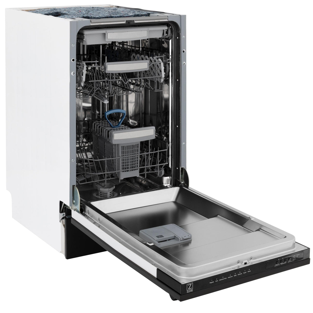 ZLINE 18" Tallac Series 3rd Rack Top Control Dishwasher with Traditional Handle, 51dBa [Color: Black Stainless Steel]