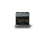 36"W. Sealed Burner Gas Range (Burner: 6b, Finish: November Sky, Trim: Polished Chrome, Fuel: Natural Gas)