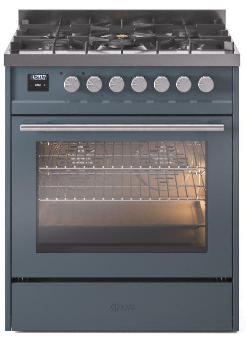 Professional Plus II 30 Inch Dual Fuel Liquid Propane Freestanding Range in Blue Grey with Trim