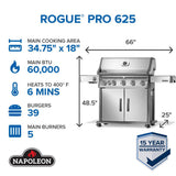 Rogue PRO 625 SIB with Infrared Side Burner , Propane, Stainless Steel