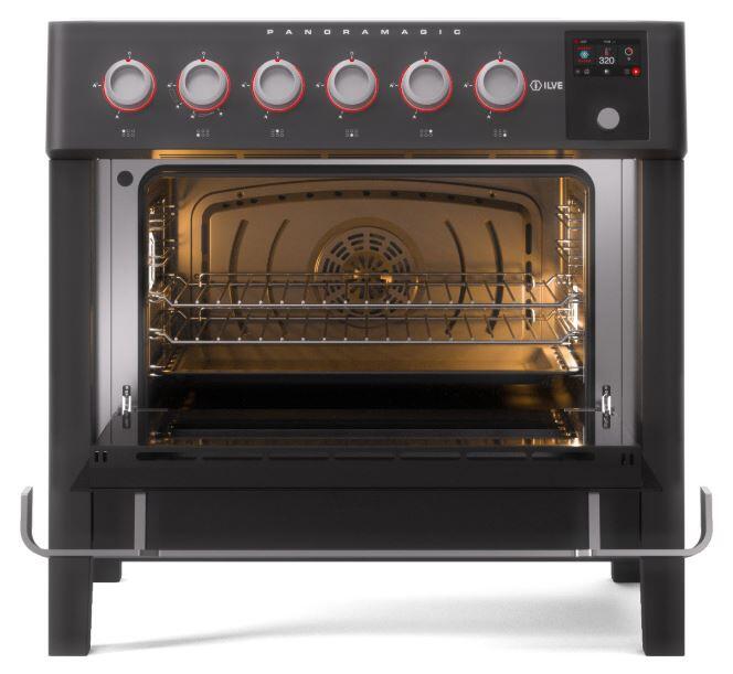 Panoramagic 36 Inch Electric Freestanding Range in Matte Black with Trim