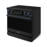36 Inch Professional Electric Range With Tilt Panel Touch Control In Black/navy Blue  Gordon Ramsay Series