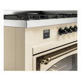 ILVE UN60FNMPAWB Nostalgie II Noblesse 60 inch Dual Fuel Range (9 Sealed Burners + Griddle, Natural Gas, Triple Glass Door, Antique White, Burnished)
