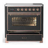 ILVE UMIB36NR3MGP Majestic III 36 inch Induction Range with 6 Elements, 3.5 cu. ft. Total Oven Capacity (Triple Glass Door, Graphite Matte, Copper)