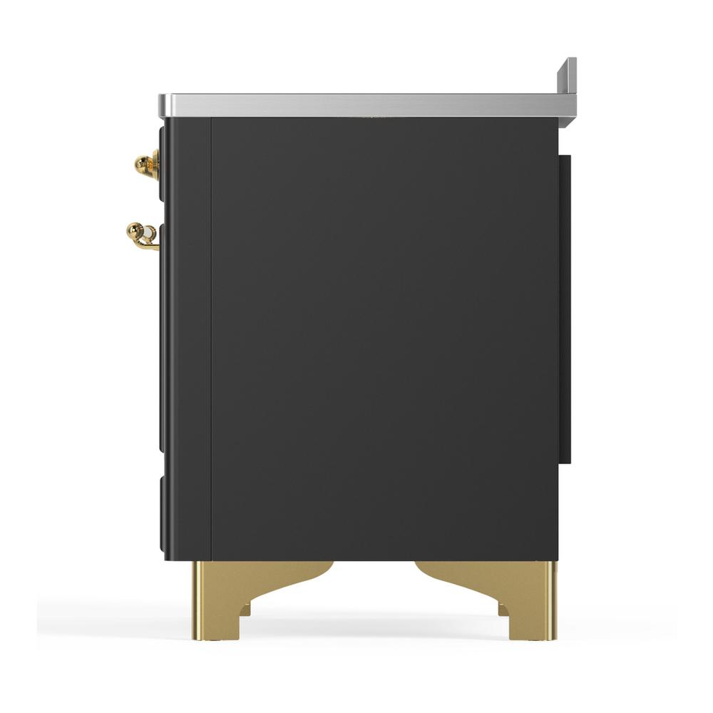 ILVE UMIB48NR3MGG Majestic III 48 inch Induction Range with 6 Elements, 5.02 cu. ft. Total Oven Capacity (Triple Glass Door, Graphite Matte, Brass)